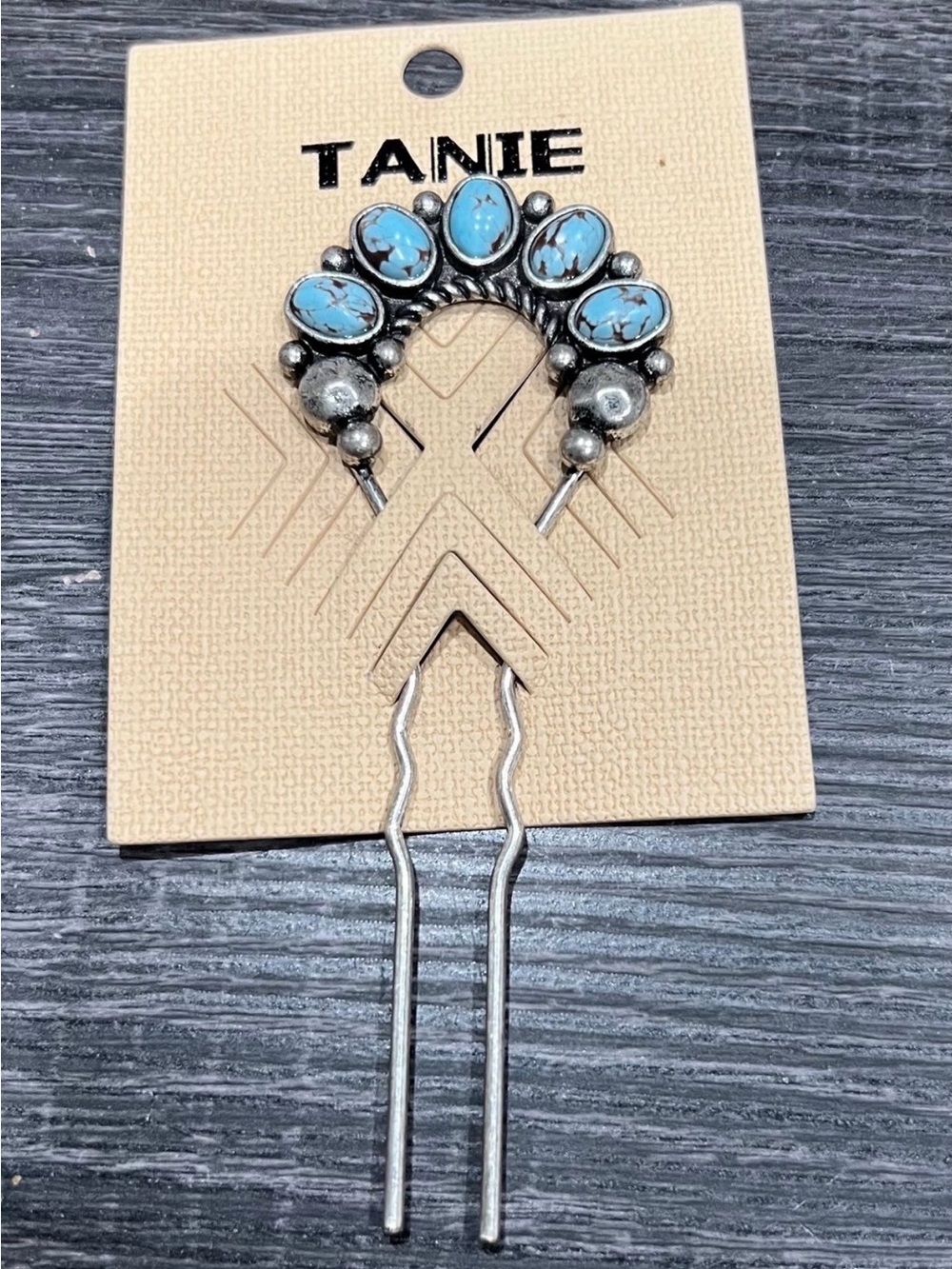 Turquoise Stone Silver Hair Fork by TANIE